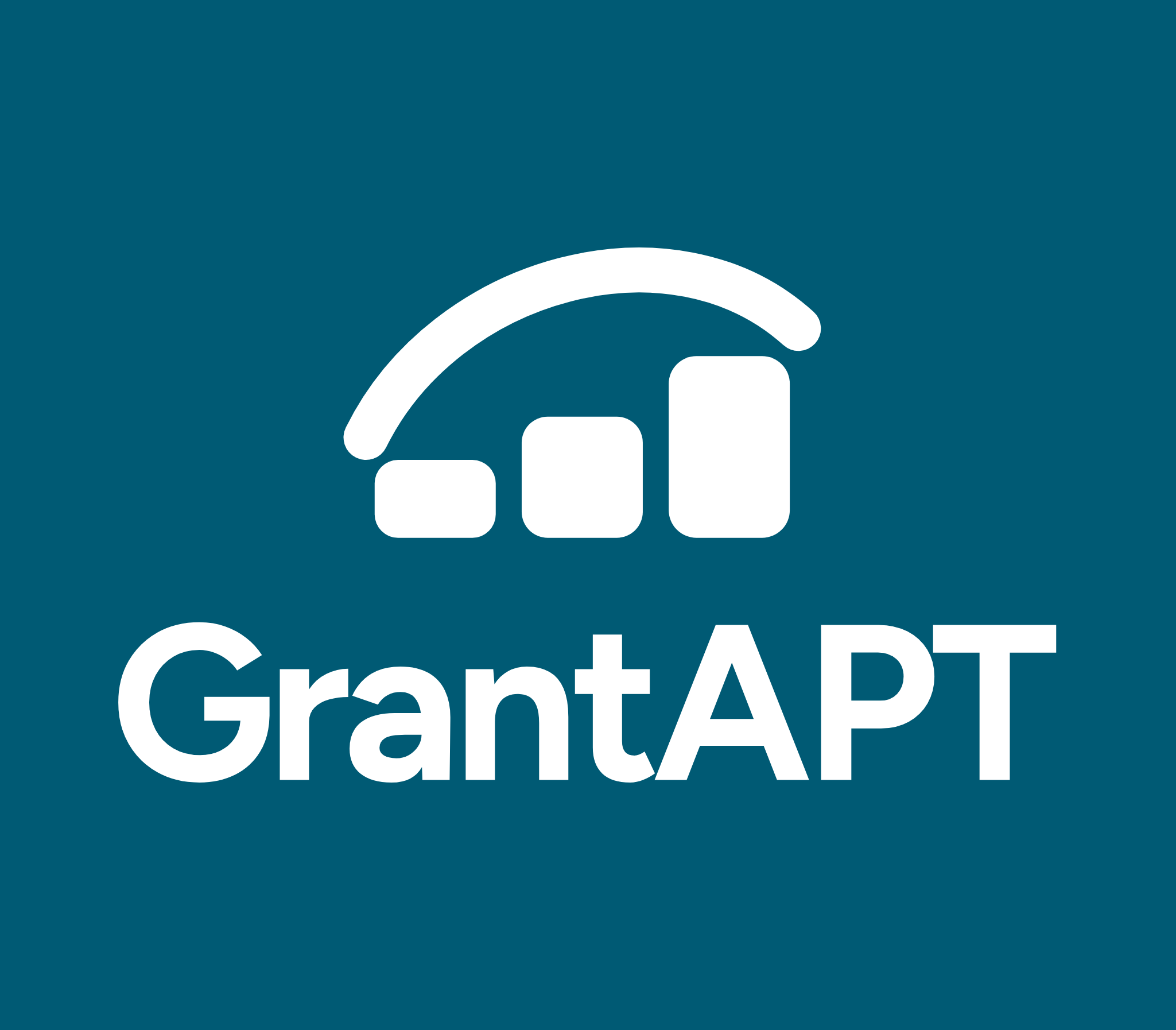 GrantAPT stacked logo on a color field on a light background